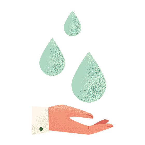 Hand and Water Drops Graphic