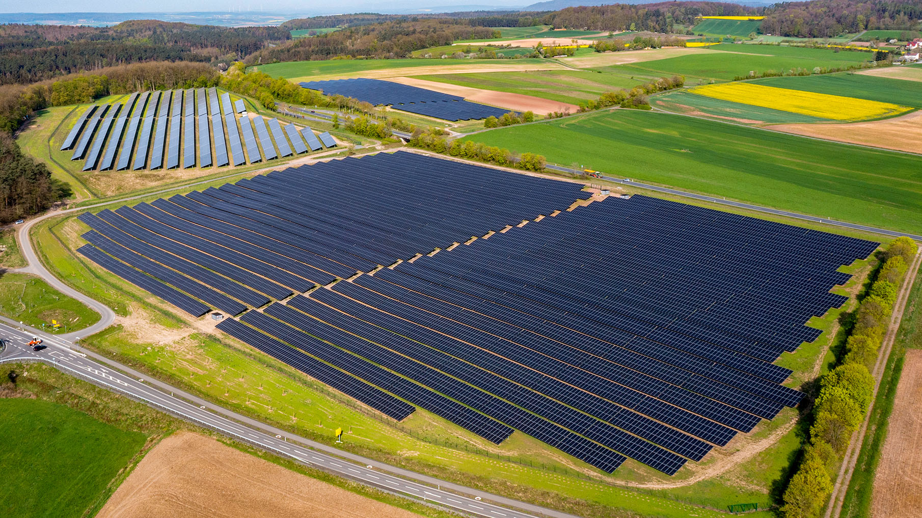 Regionalwerk PV Burgpreppach2 Solarpark Burgpreppach Drohnenansicht